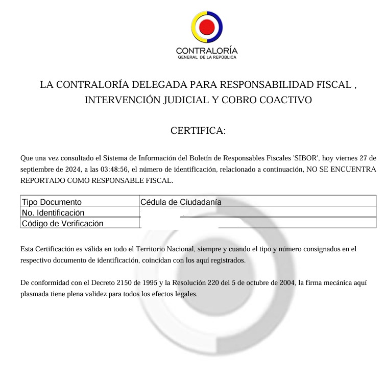 antecedentes fiscales Contraloria Colombia